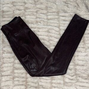 Spanx Faux Leather High Rise Leggings Burgundy Brown Size Medium